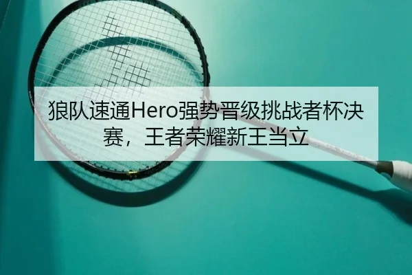 狼队速通Hero强势晋级挑战者杯决赛，王者荣耀新王当立